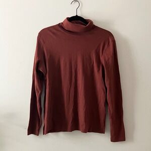 Peruvian Connection Rust Turtleneck Long Sleeve Top Size Large Minimalist Basic